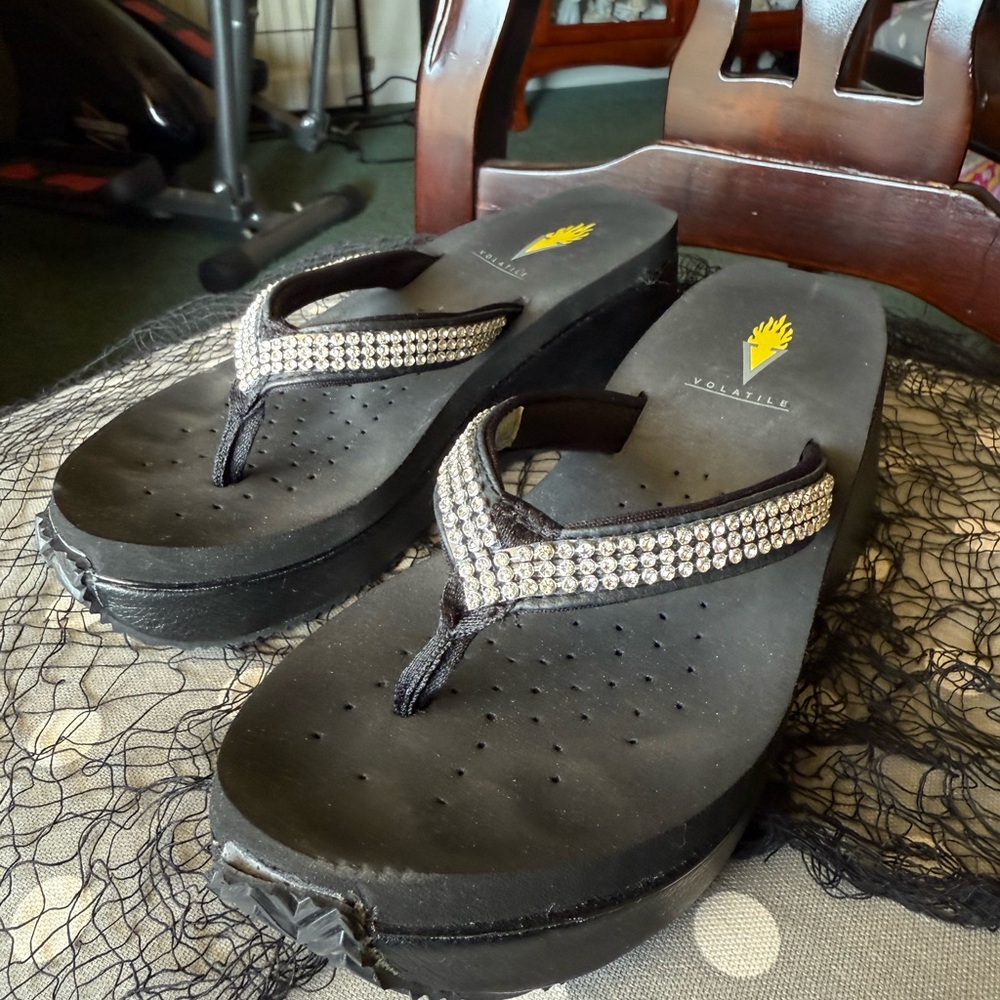 Volatile Black Rhinestone Women's Sandals